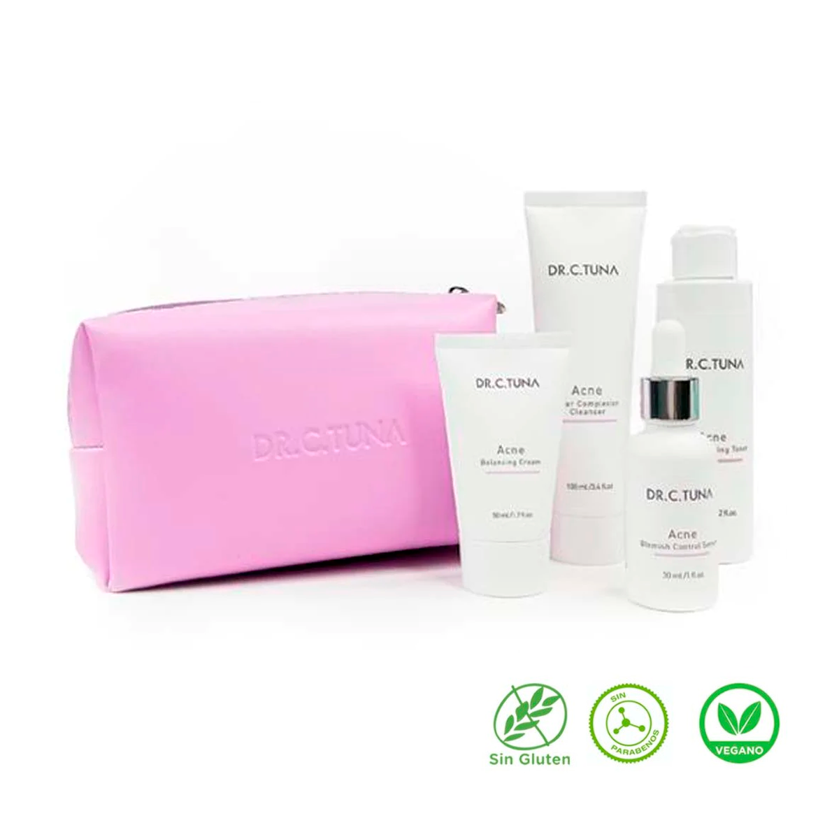 Set Farmasi Dr. C. Tuna Acne Aclaración de la piel purificador de poros con Cosmetiquera