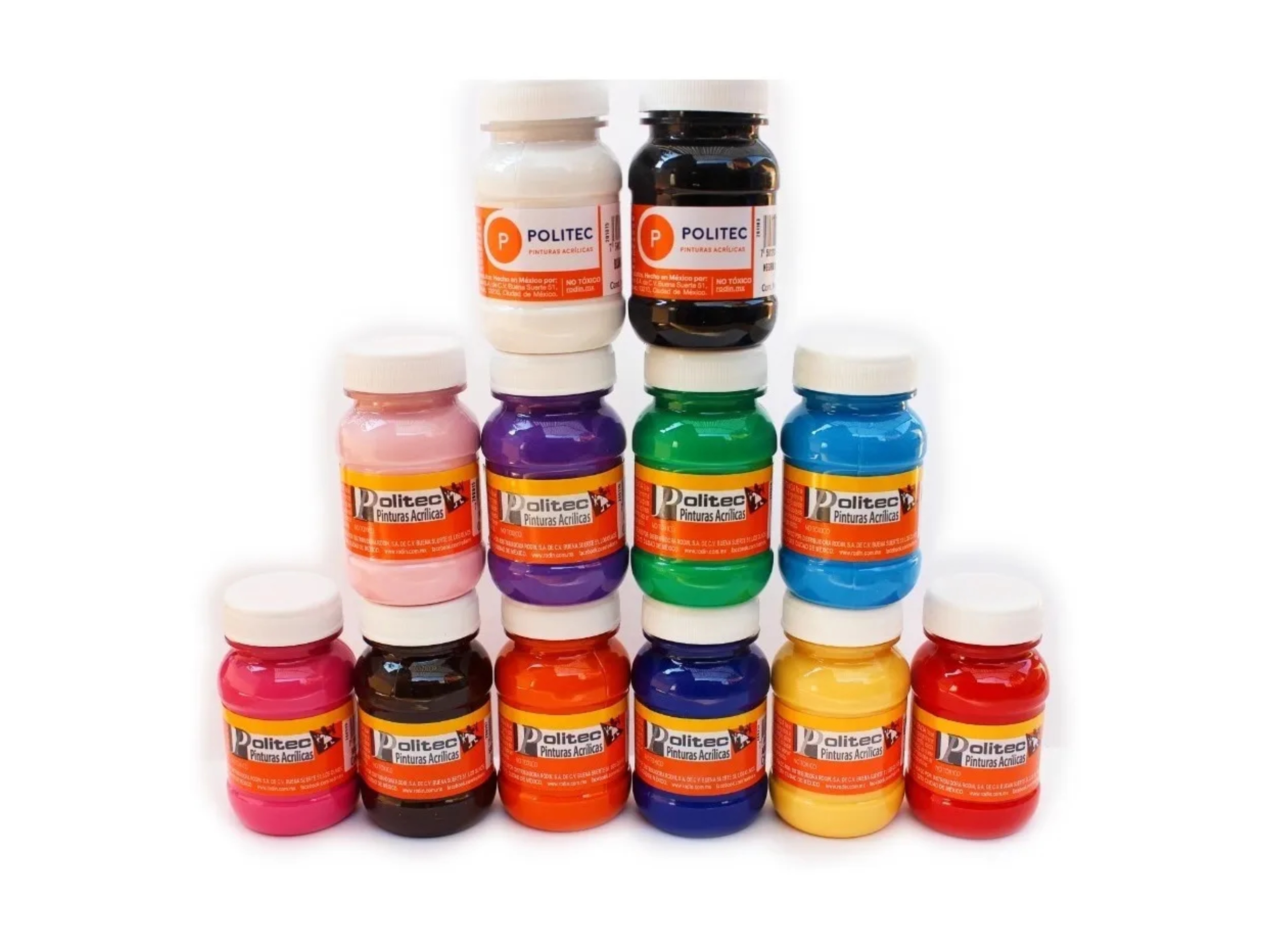 Pintura Acrilica Politec Con 10 Frascos De 100 Ml 10 Colores Surtidos