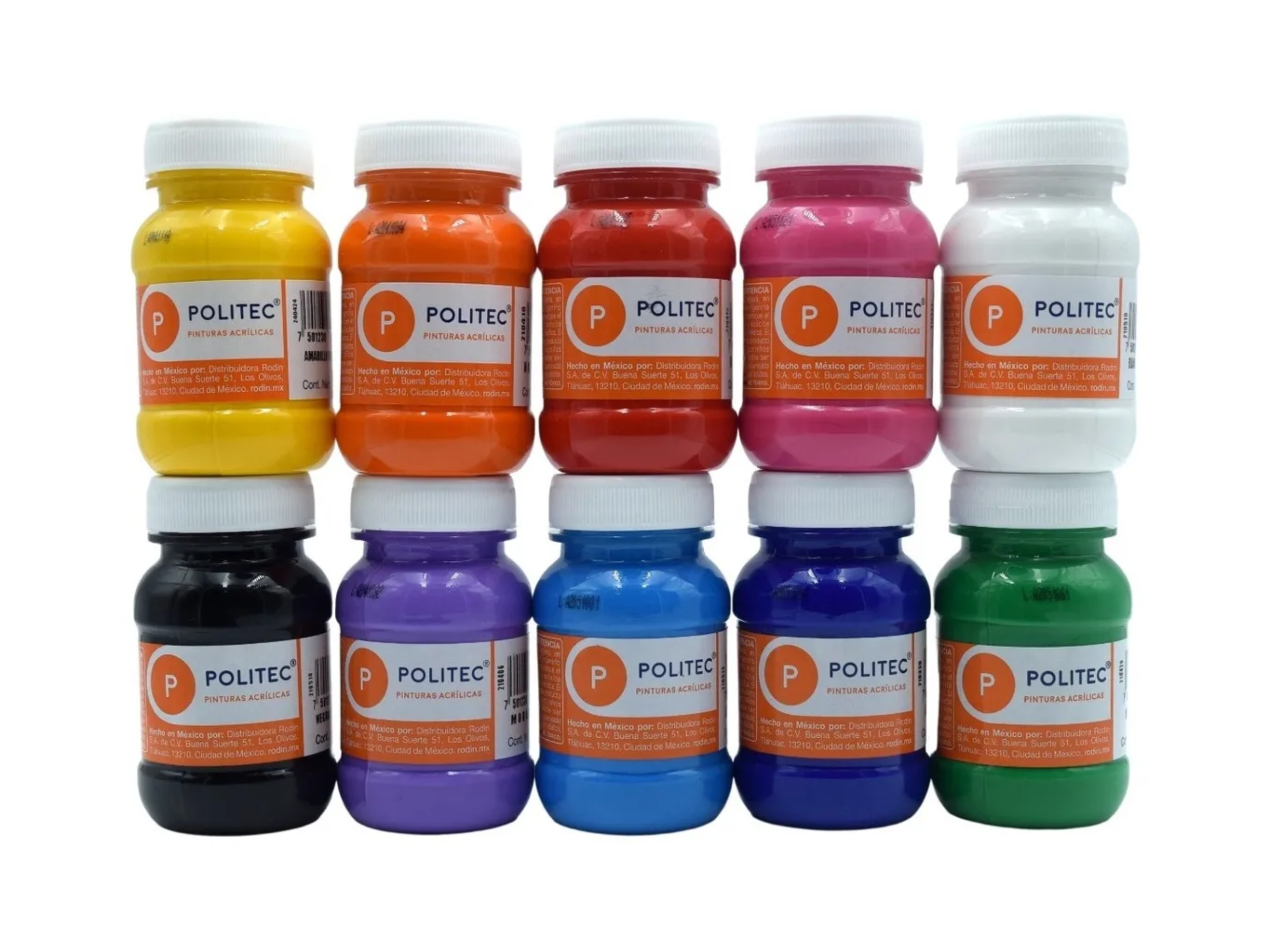 Pintura Acrilica Politec Con 10 Frascos De 100 Ml 10 Colores Surtidos