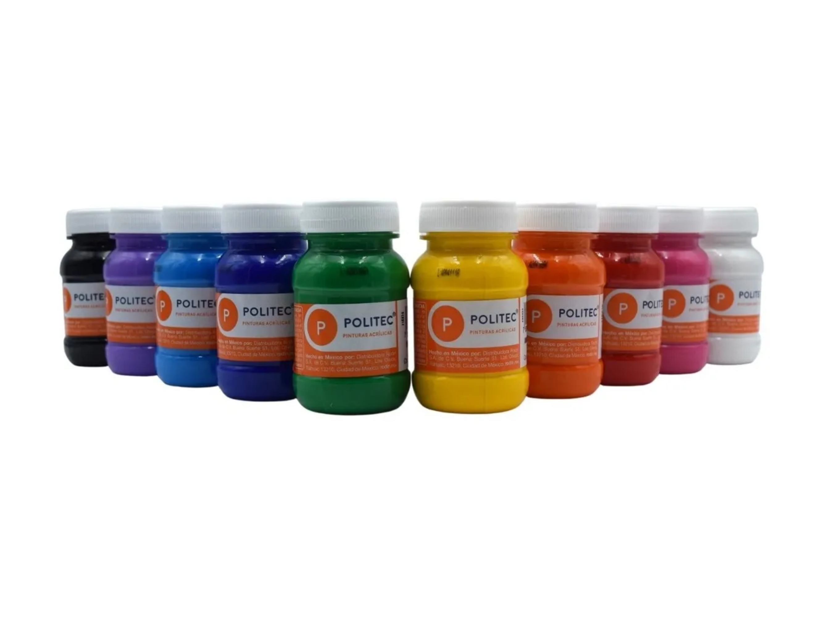 Pintura Acrilica Politec Con 10 Frascos De 100 Ml 10 Colores Surtidos