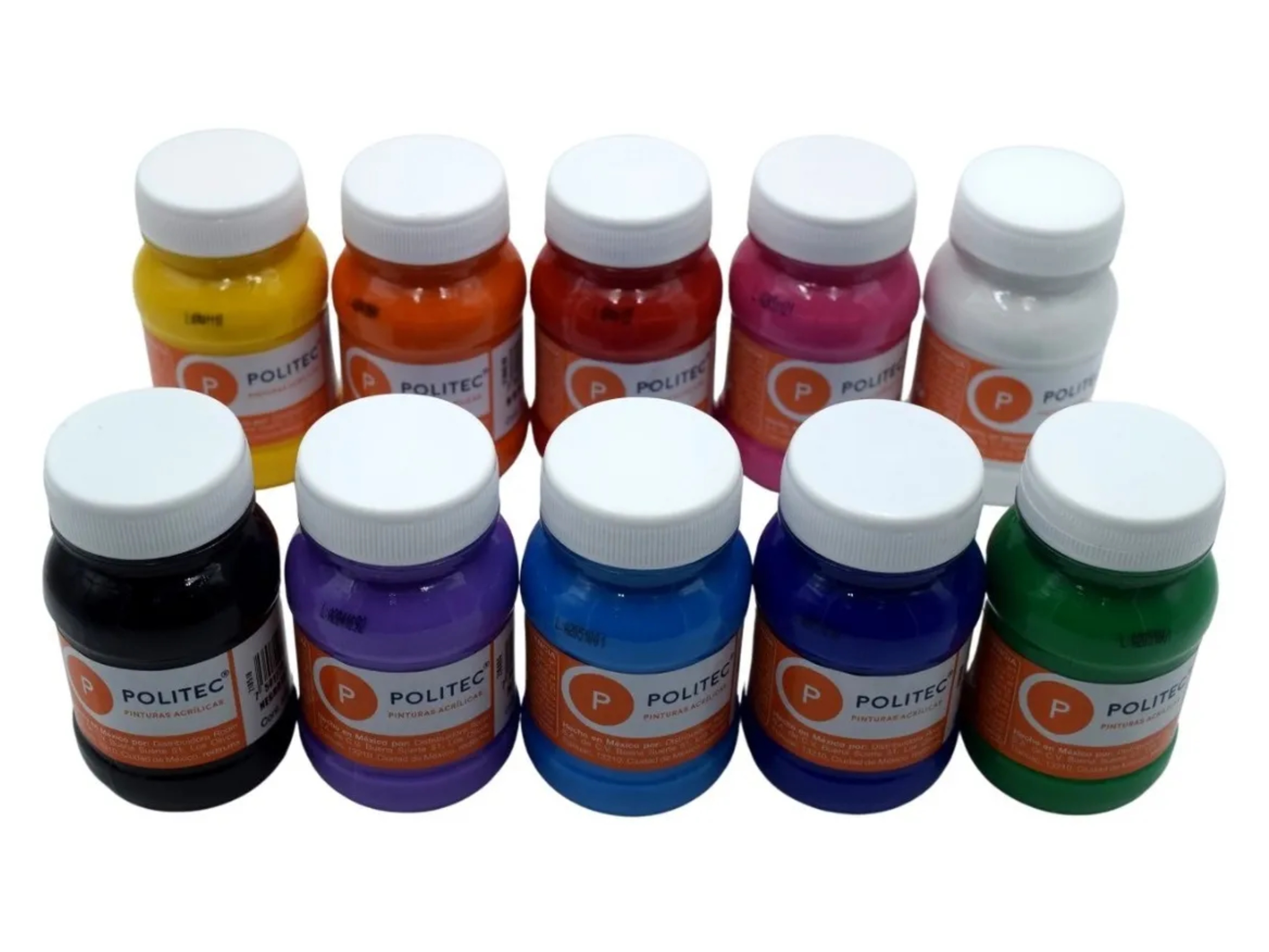 Pintura Acrilica Politec Con 10 Frascos De 100 Ml 10 Colores Surtidos