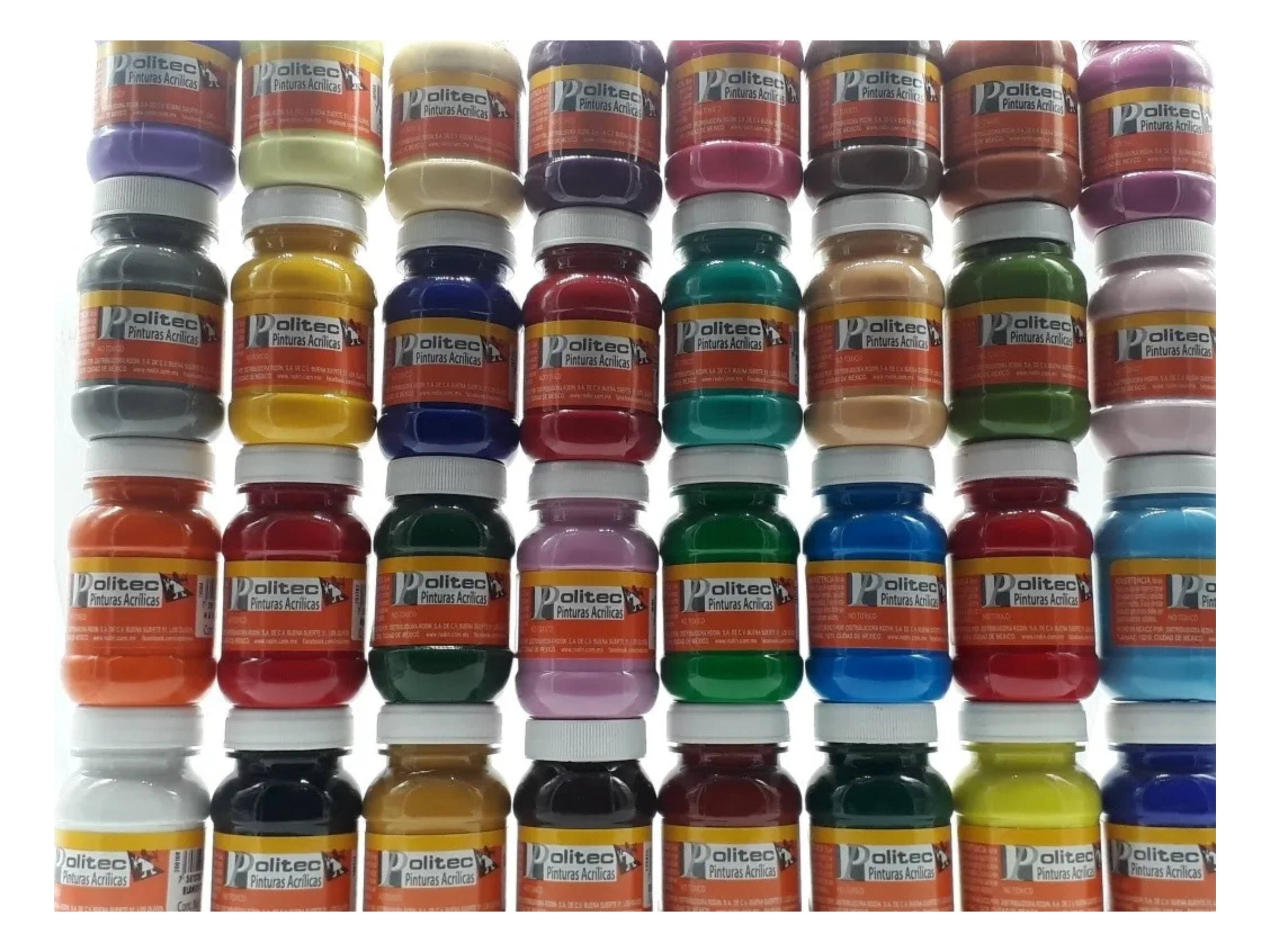 Pintura Acrilica Politec Con 10 Frascos De 100 Ml 10 Colores Surtidos