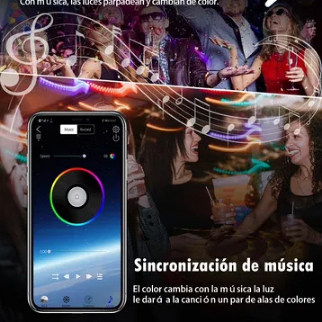 Kit De Luces De Tira Led 10m Control Bluetooth Y Sinc Música