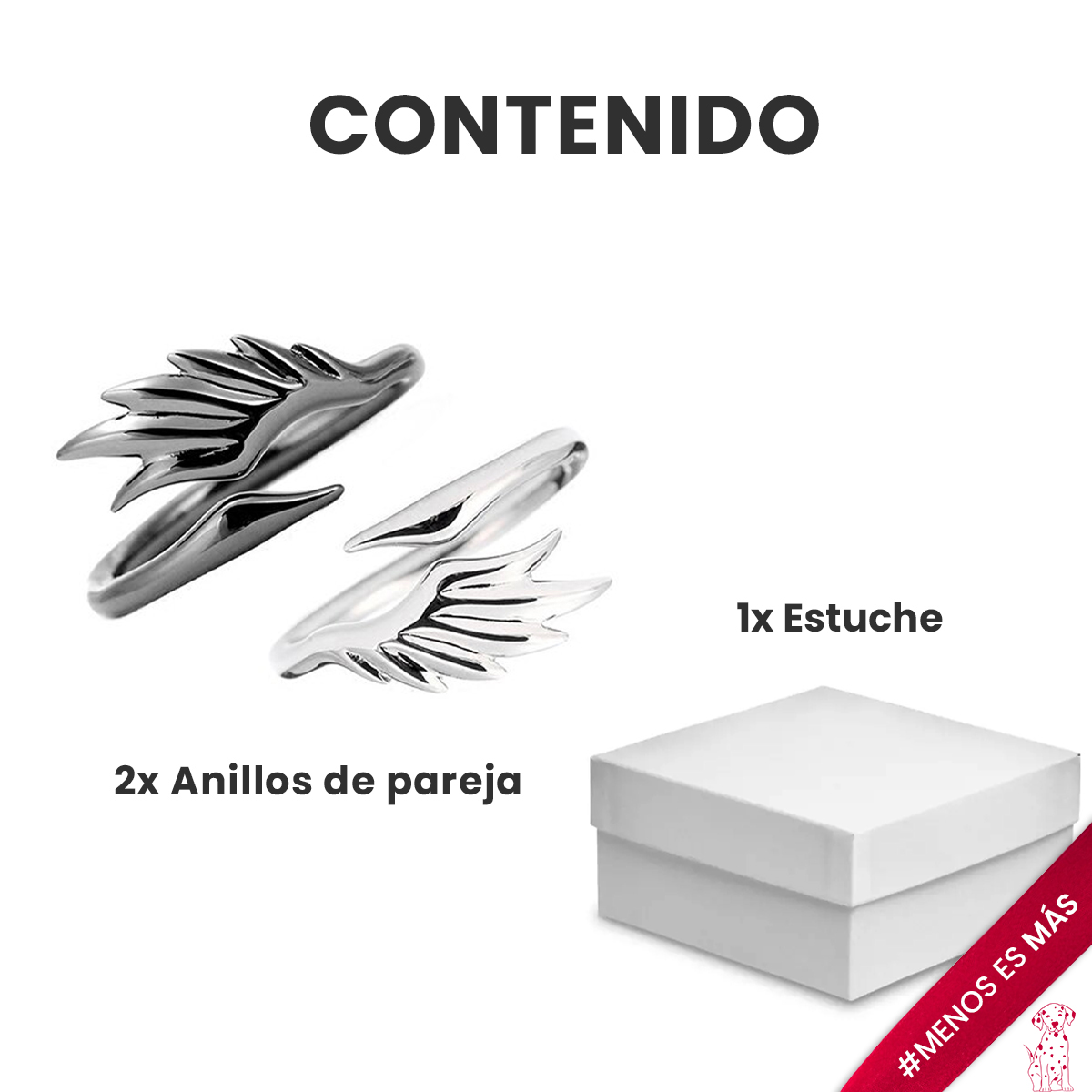 Anillos De Pareja Plata 925 Unitalla Ajustable Angel Demonio 2 Pack