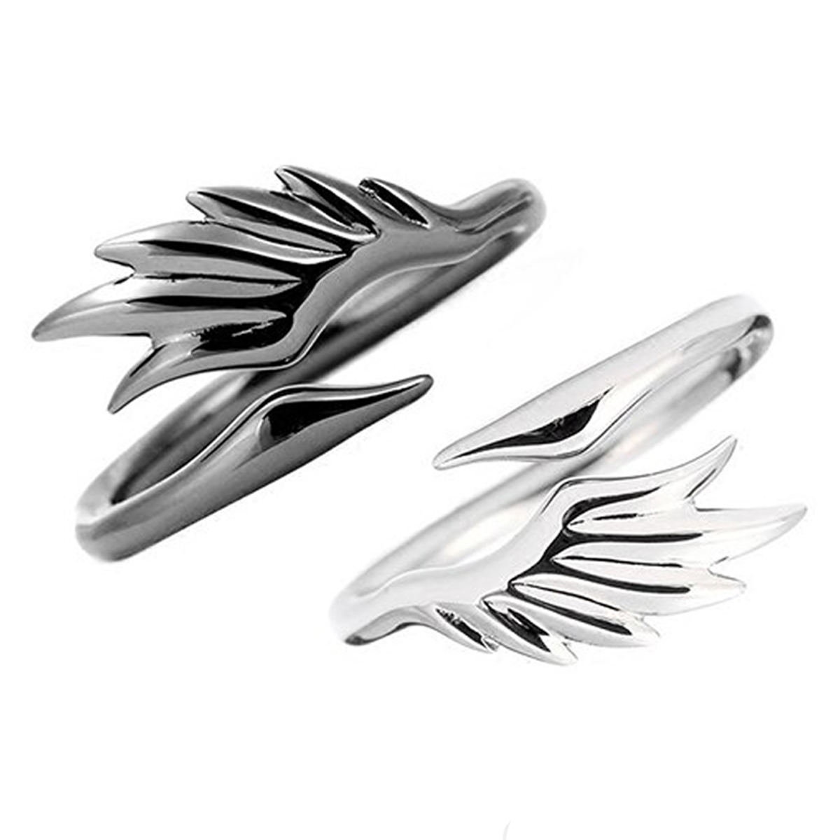 Anillos De Pareja Plata 925 Unitalla Ajustable Angel Demonio 2 Pack
