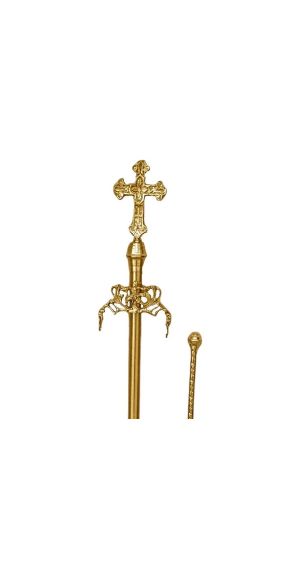 Asta para estandarte reglamentario dos tramos latonado 2.30 mts punta de cruz