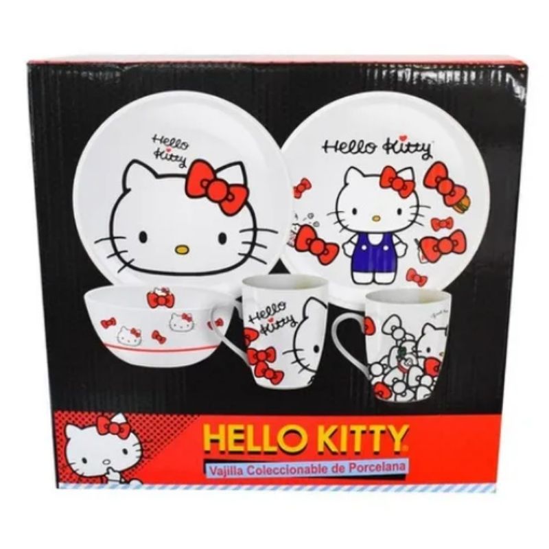 Fun Kids Sanrio 2415-3490 Juego Vajilla De Porcelana Hello Kitty Colección 12 Piezas Porcelana blanca