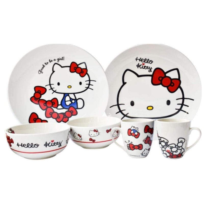 Fun Kids Sanrio 2415-3490 Juego Vajilla De Porcelana Hello Kitty Colección 12 Piezas Porcelana blanca