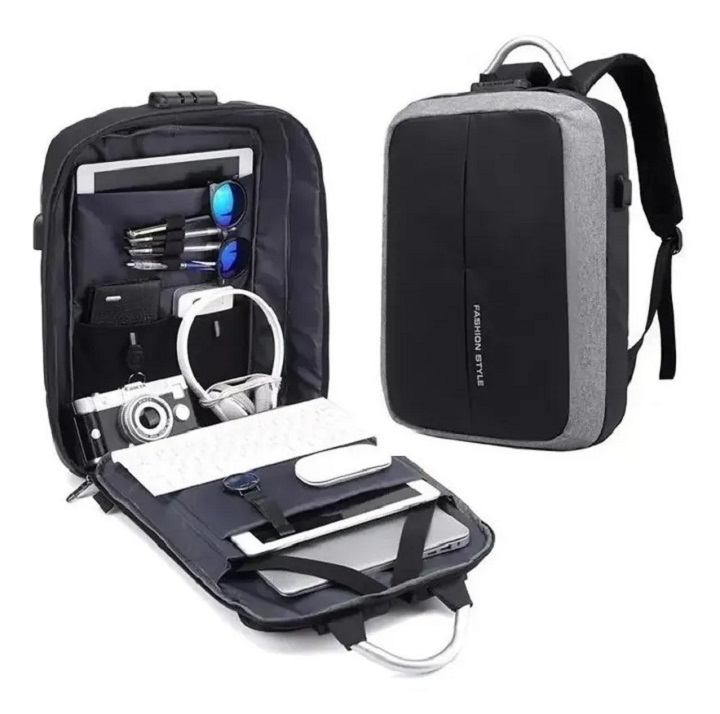 Mochila Backpack Antirrobo Impermeable C/ Candado Puerto Usb Negro