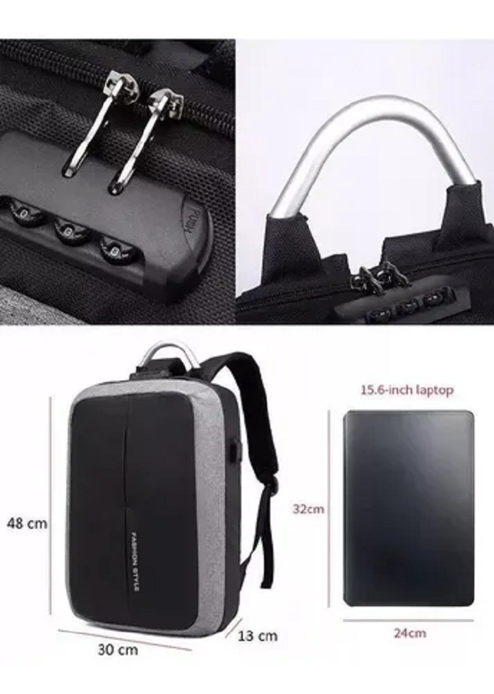 Mochila Backpack Antirrobo Impermeable C/ Candado Puerto Usb Negro