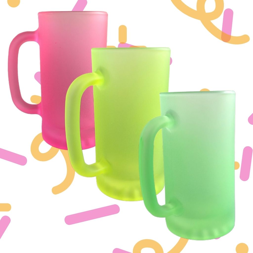 TARRO CERVECERO COLORES NENÓN PARA SUBLIMACIÓN 15 OZ C 12 PZ