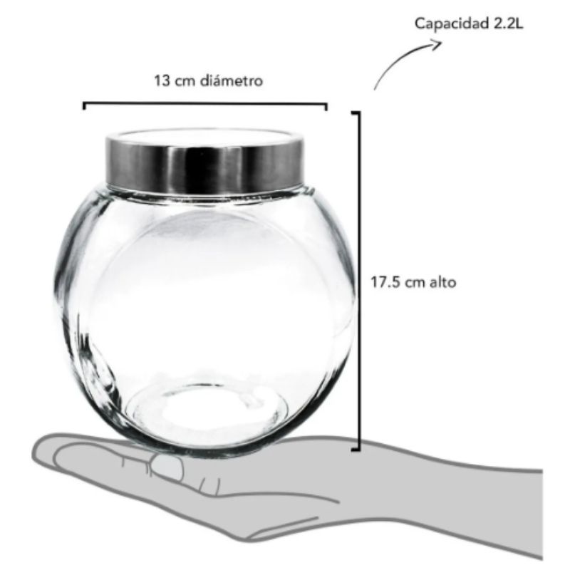 Top Choice 2415-3128 6 Frascos De Vidrio con Tapa Almacenamiento Mason Jar 2.2 Litros