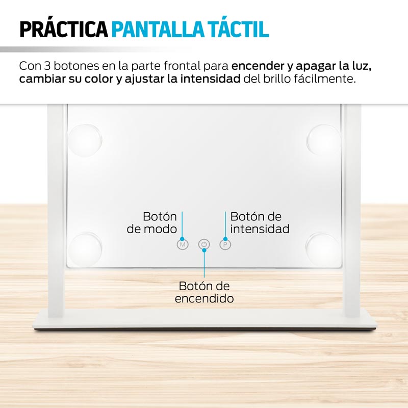 Espejo con Luz LED para Maquillaje Extra Grande tipo Hollywood Redlemon