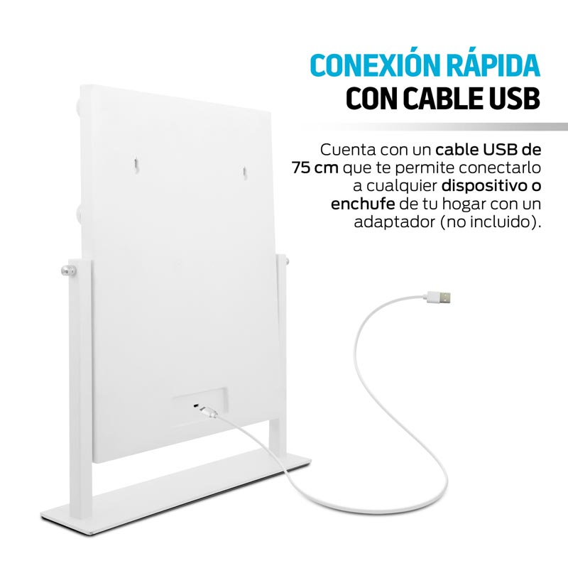 Espejo con Luz LED para Maquillaje Extra Grande tipo Hollywood Redlemon