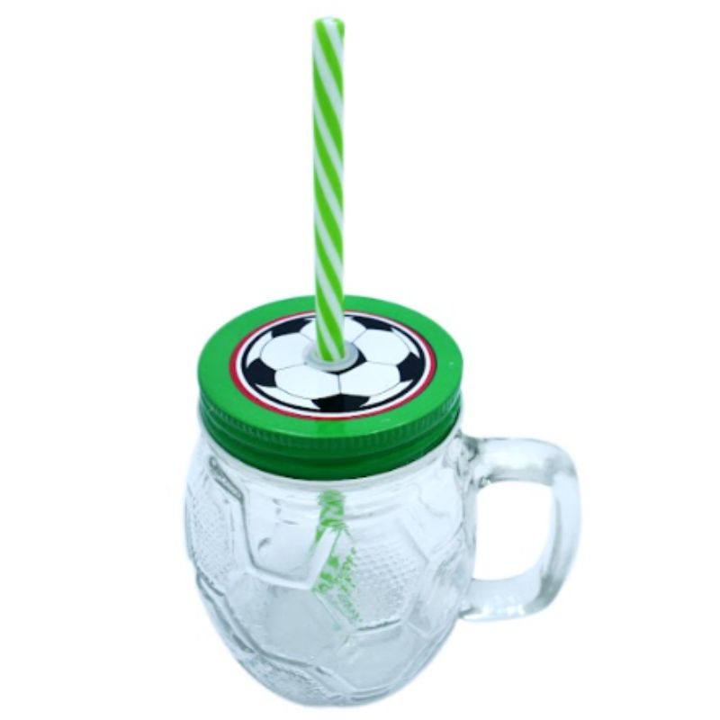 Top Choice 1736-24 12 Vasos Tarros Fiesta Vidrio Futbol Mason Jar 450ml