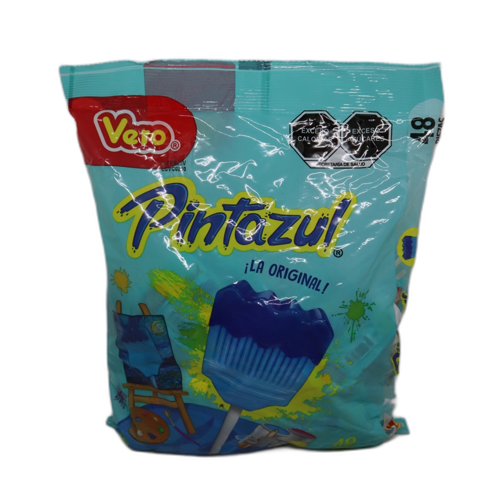 Paleta Pinta Azul Bolsa 48 Pz Dulces Vero Brochita