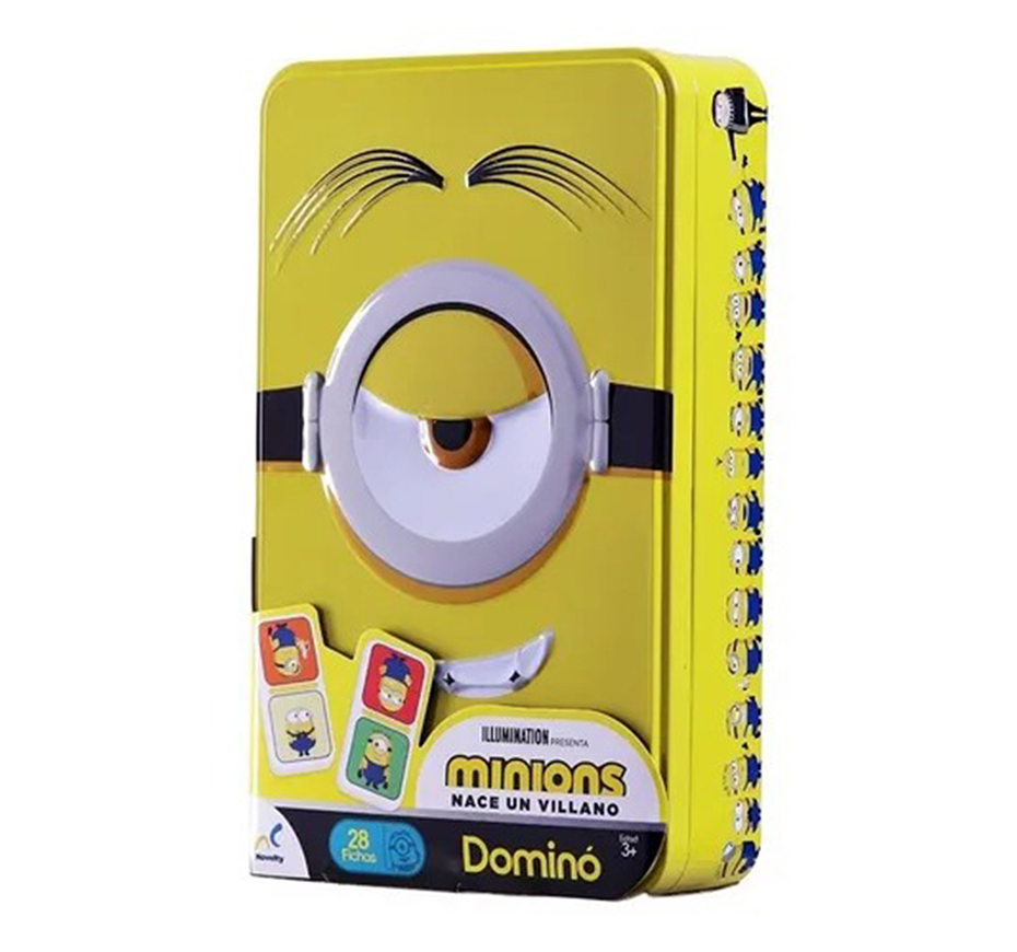 Dominó Minions 2 Nace Un Villano con Caja Metálica Coleccionable con Relieve - 28 piezas- Novelty