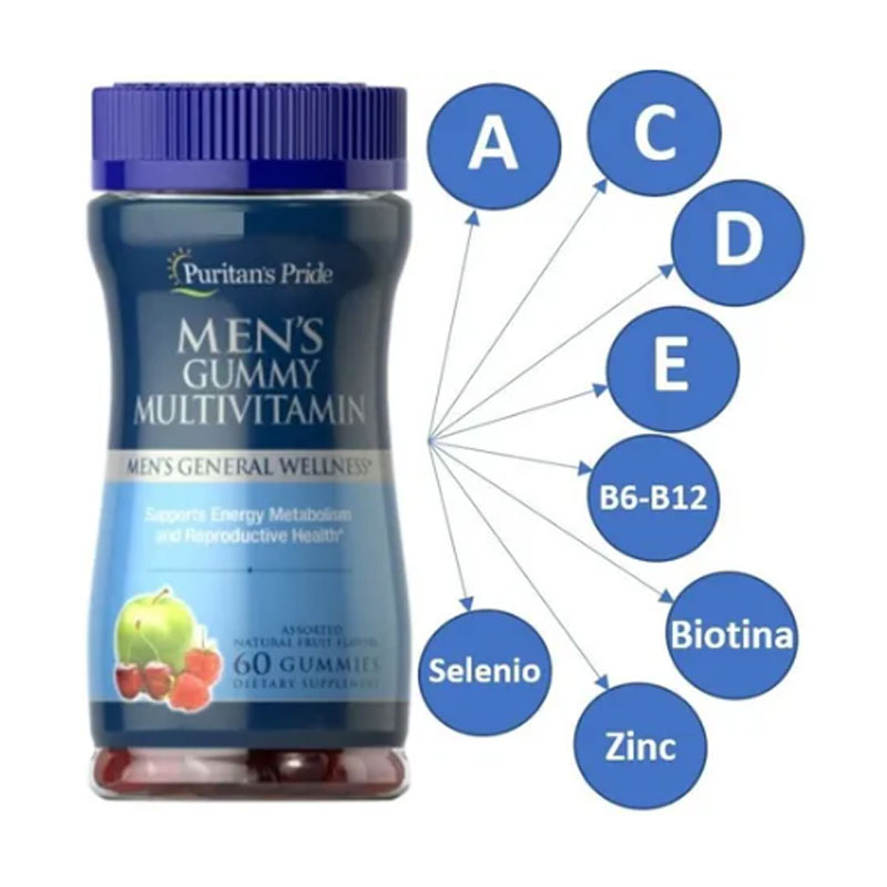 Multivitaminico Hombres Vitaminas 60 Gomitas Veganas Jovenes Puritan's Pride