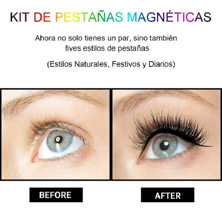 Kit De Pestañas Postizas Magnéticas & Delineador De Ojos