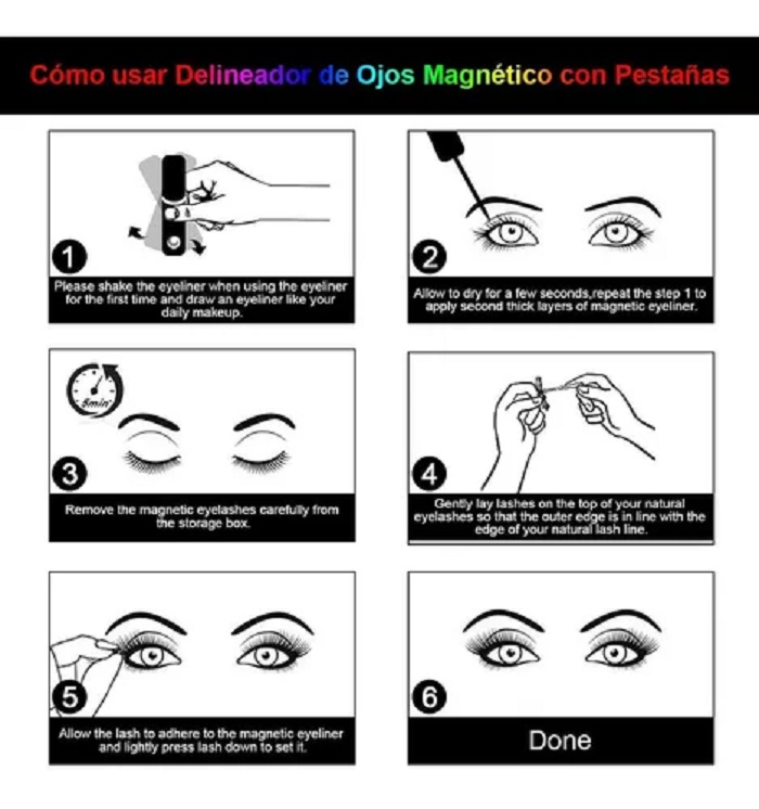 Kit De Pestañas Postizas Magnéticas & Delineador De Ojos