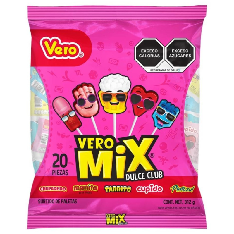 PALETAS VERO MIX DULCE CLUB 20 PIEZAS