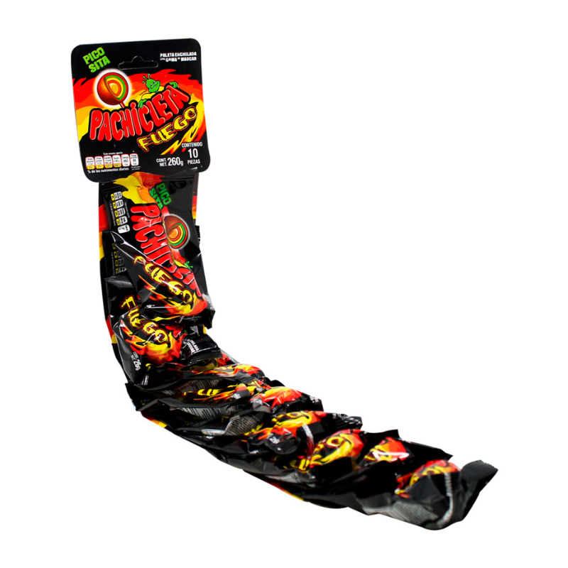 PALETA PACHICLETA FUEGO TIRA 10 PIEZAS