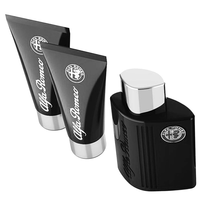 SET DE REGALO PARA CABALLERO ALFA ROMEO BLACK - PERFUME 125 ML + GEL DE BAÑO 100 ML + HIDRATANTE PARA DESPUÉS DE AFEITAR 100 ML