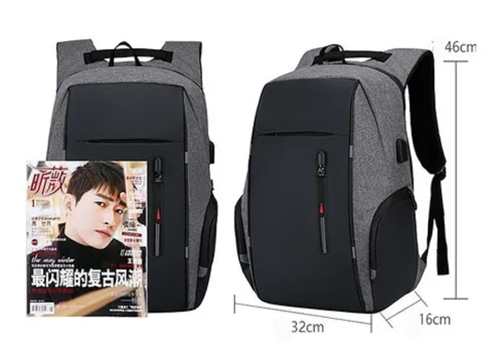 Mochila De Gran Capacidad Con Cargador Usb Gris