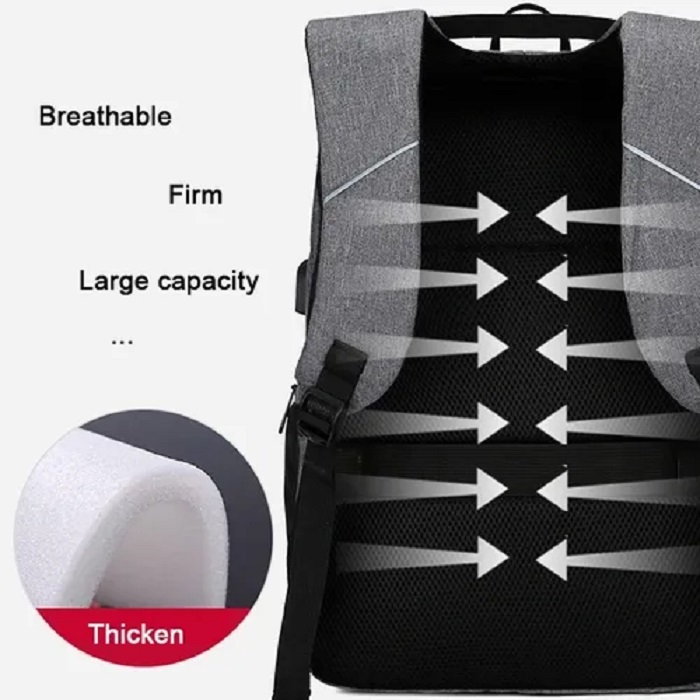 Mochila De Gran Capacidad Con Cargador Usb Gris