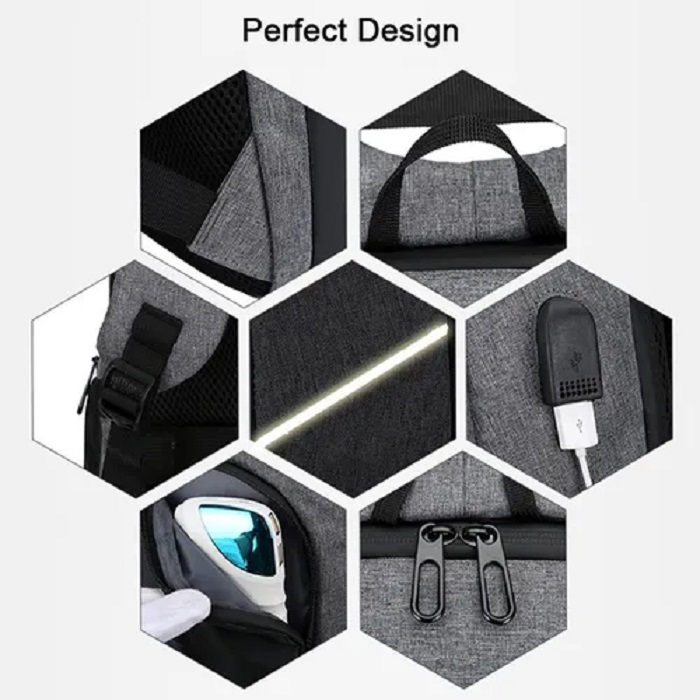 Mochila De Gran Capacidad Con Cargador Usb Gris