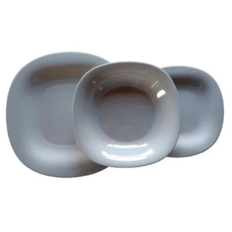Luminarc  307-5573/5574E Vajilla Moderna Cuadrada Gris Vidrio Opal 18pzas 6 Personas