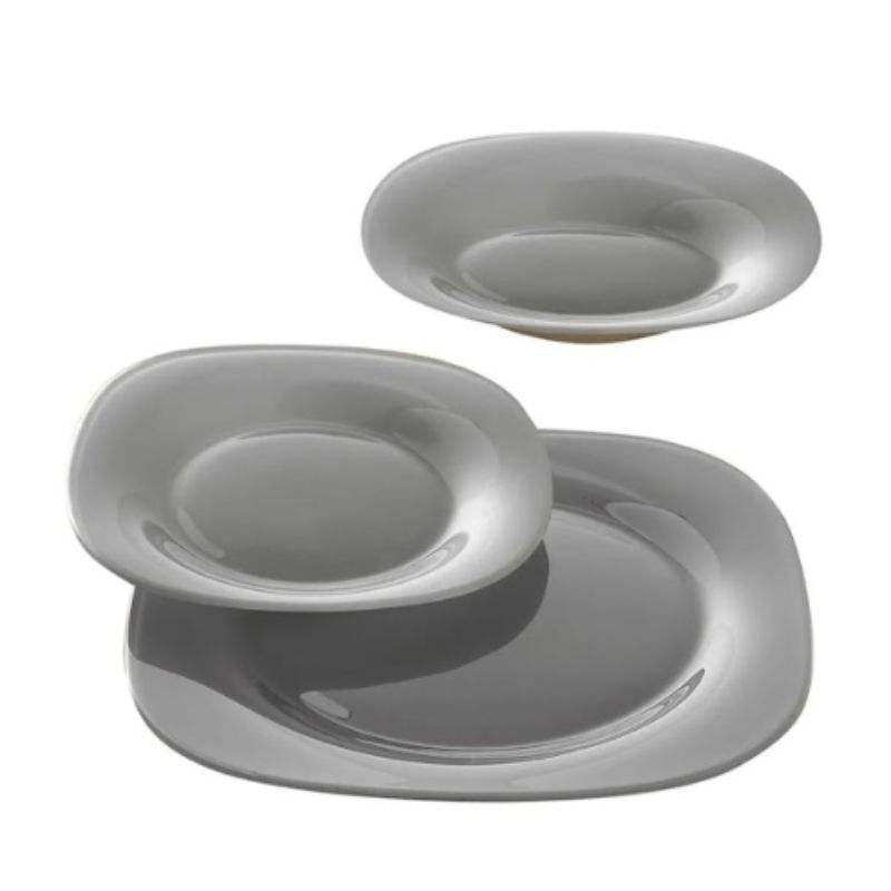 Luminarc  307-5573/5574E Vajilla Moderna Cuadrada Gris Vidrio Opal 18pzas 6 Personas
