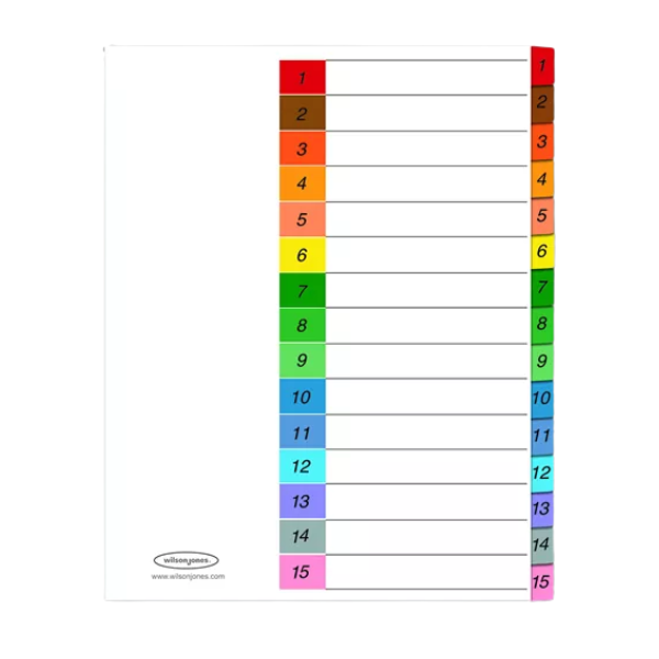 SEPARADOR NUMERADO WILSON JONES COLOR 15 DIVISIONES