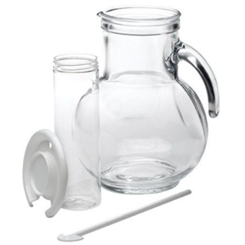 Bormioli Rocco 1522-1503 Jarra para Agua con Enfriador Kufra de Vidrio de 2 Litros con Tapa Blanco