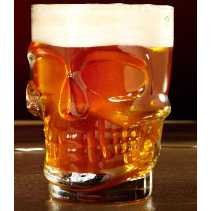 Top Choice 1694-22 Tarro Vaso Cervecero de Vidrio Calavera Calaca para Cerveza 383 ml