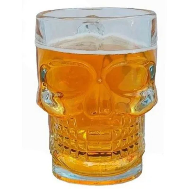Top Choice 1694-22 Tarro Vaso Cervecero de Vidrio Calavera Calaca para Cerveza 383 ml