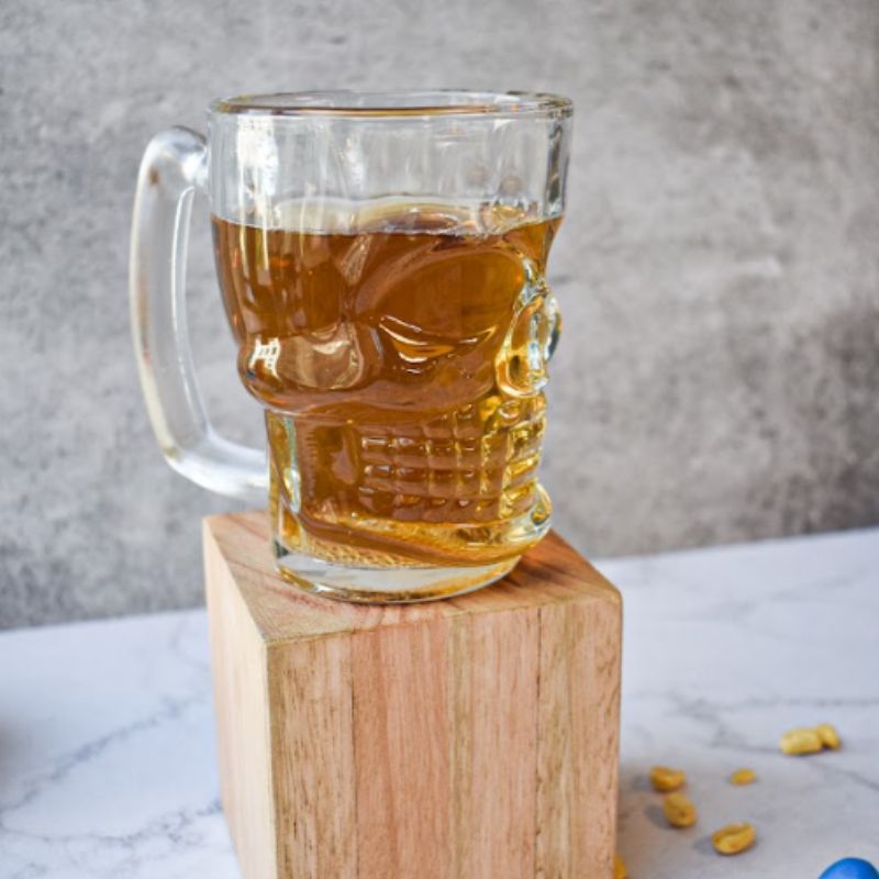 Top Choice 1694-22 Tarro Vaso Cervecero de Vidrio Calavera Calaca para Cerveza 383 ml