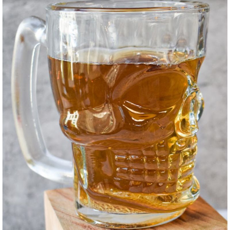 Top Choice 1694-22 Tarro Vaso Cervecero de Vidrio Calavera Calaca para Cerveza 383 ml