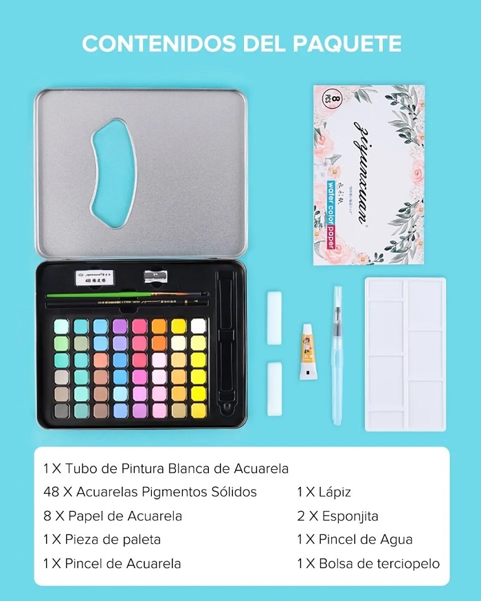 Acuarelas Profesionales Sólidas 48 Colores