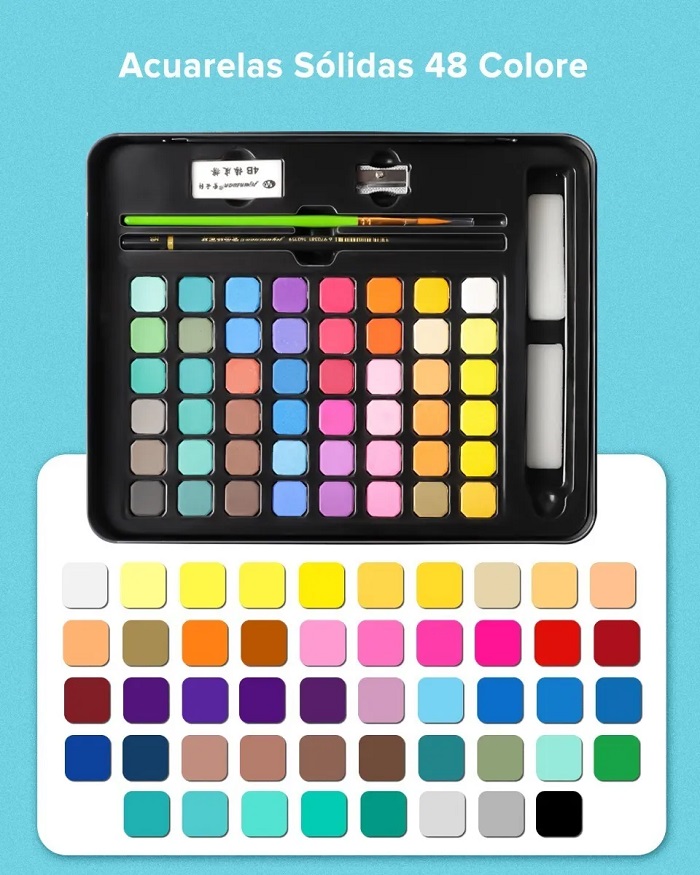 Acuarelas Profesionales Sólidas 48 Colores