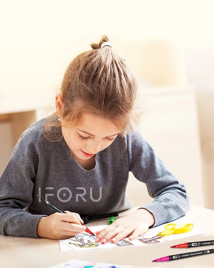 Plumones De Punta Tipo Pincel Doble Punta