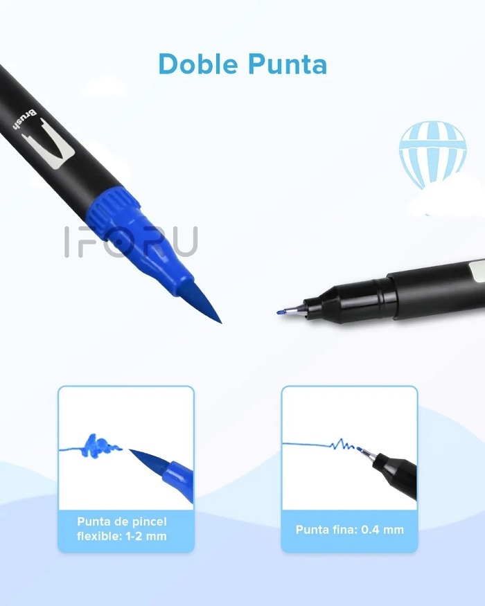 Plumones De Punta Tipo Pincel Doble Punta