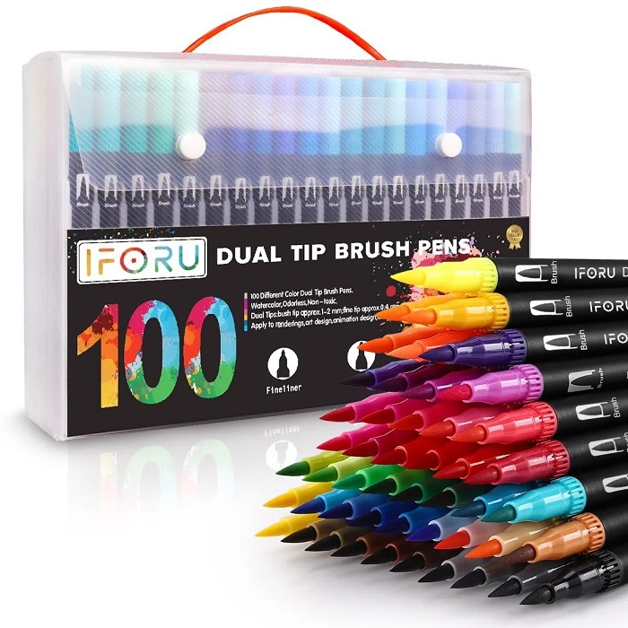 Plumones De Punta Tipo Pincel Doble Punta