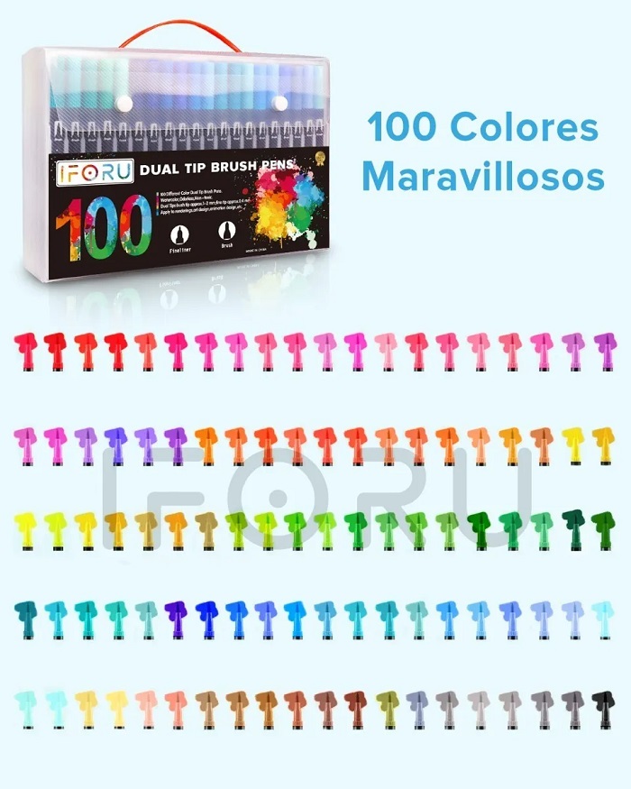 Plumones De Punta Tipo Pincel Doble Punta