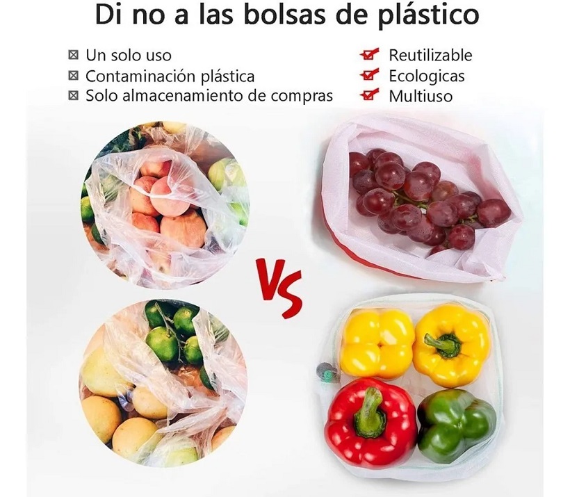 Bolsas Ecológicas Reutilizables De Malla Para Verduras