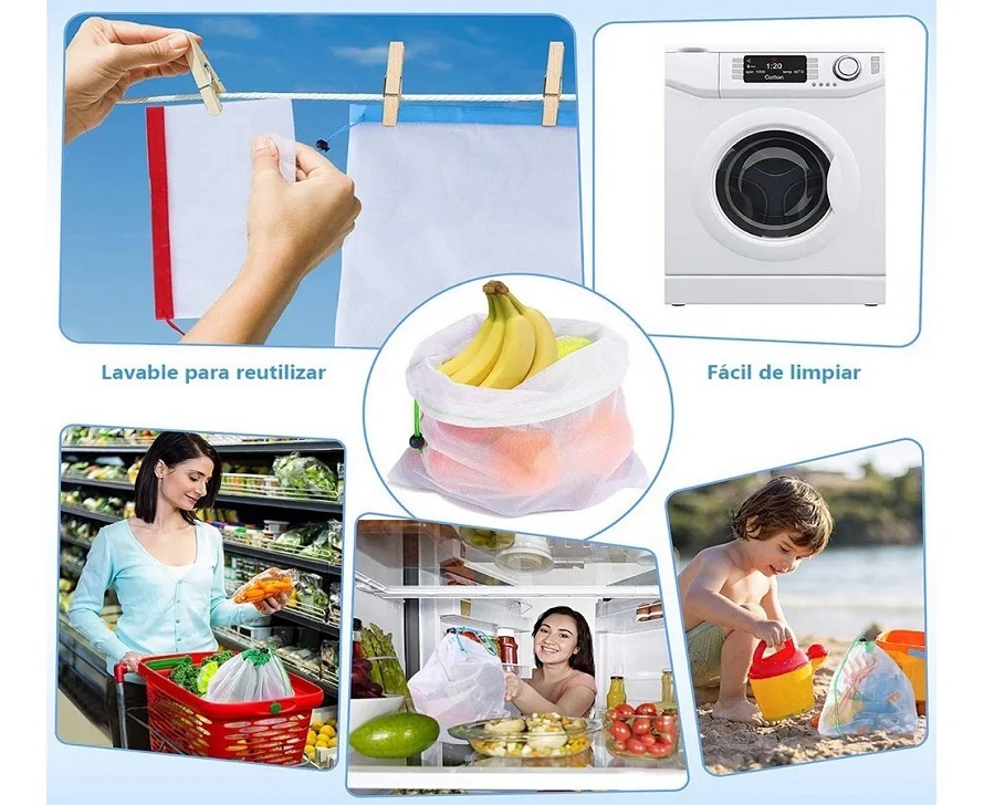 Bolsas Ecológicas Reutilizables De Malla Para Verduras