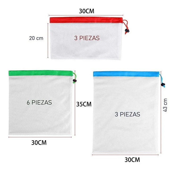 Bolsas Ecológicas Reutilizables De Malla Para Verduras
