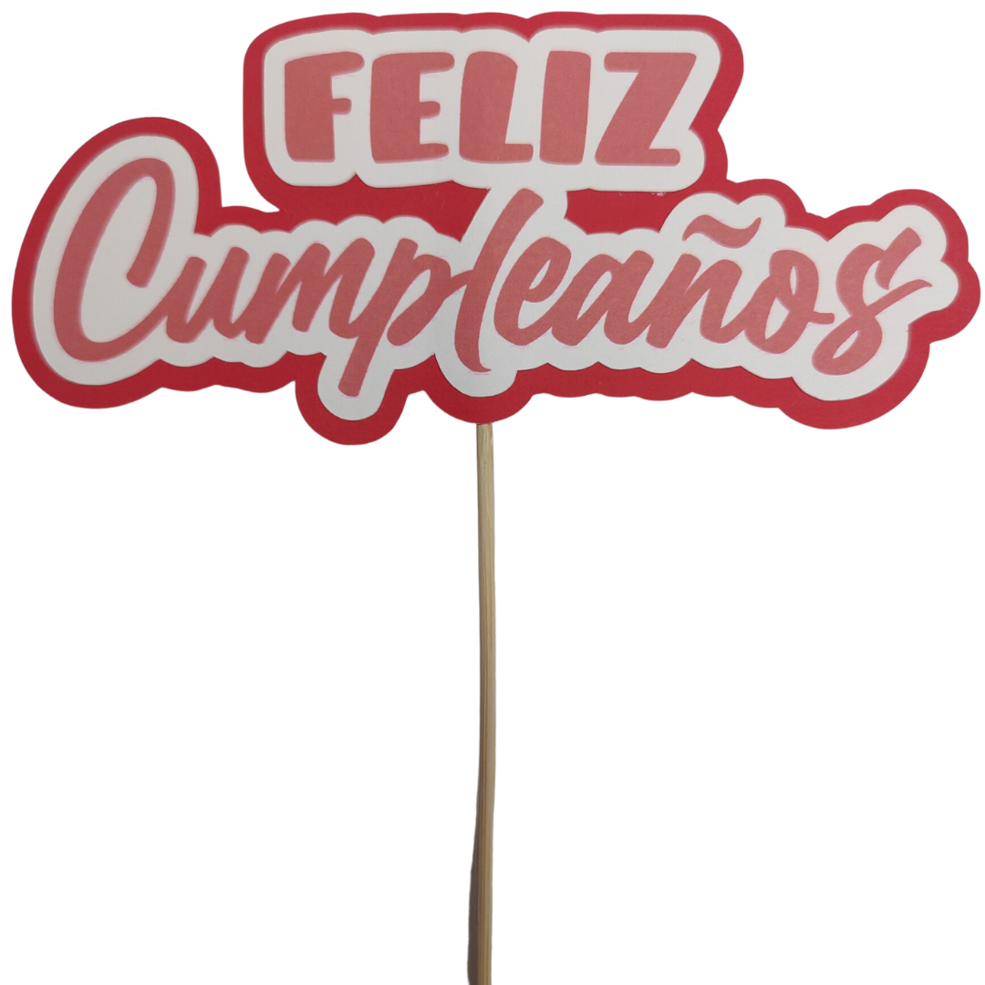 Cake topper-letrero para pastel "Feliz cumpleaños" Rojo Nabicraft