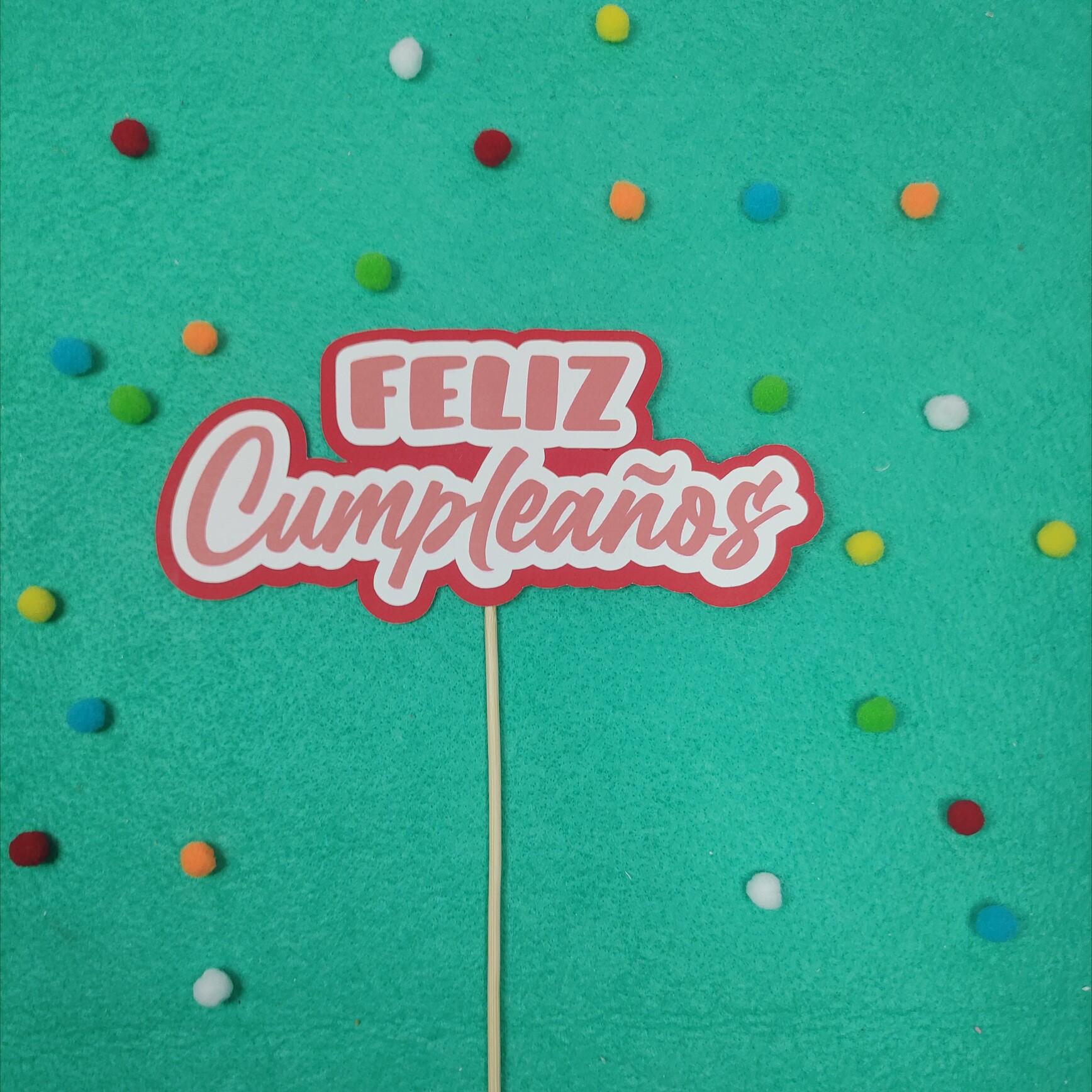 Cake topper-letrero para pastel "Feliz cumpleaños" Rojo Nabicraft