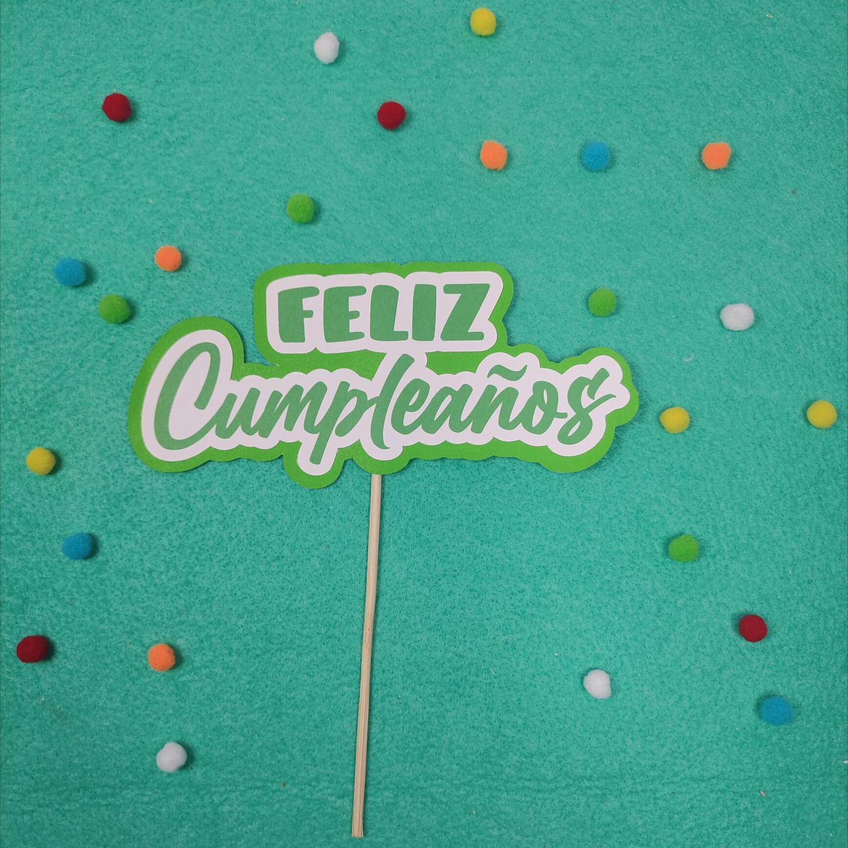 Cake topper-letrero para pastel "Feliz cumpleaños" Verde Nabicraft